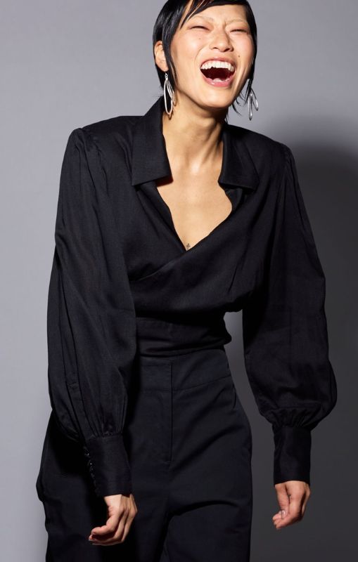 Dref_By_D - Cosmo Wrap Top Black - DD0320BL