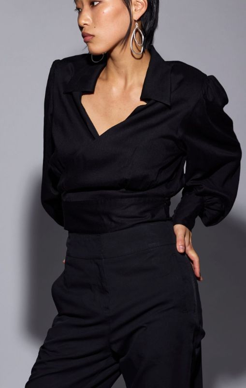 Dref_By_D - Cosmo Wrap Top Black - DD0320BL