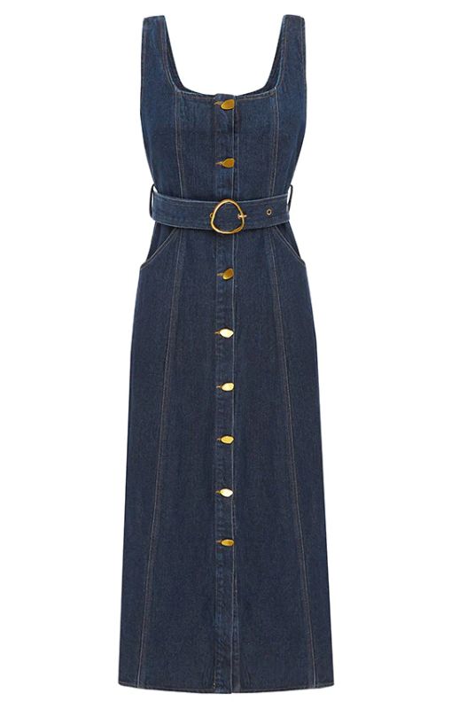 MOS - Delphine Denim Midi Dress Dark Blue - last one