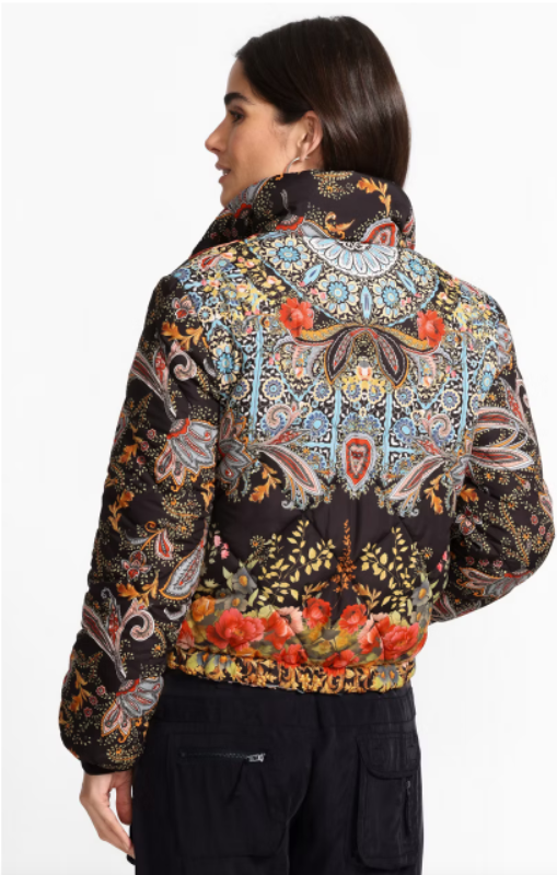 Diamond quilted cropped puffer reversible johnny was princess bazaar