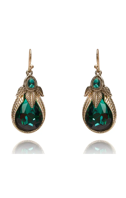 EmeraldArtNouveauEarringsPalmLeafEarringslovettandcoprincessbazaar1