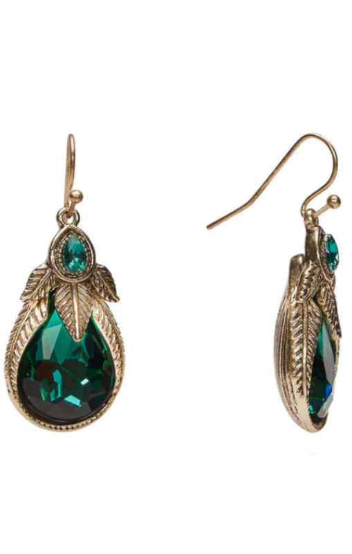 EmeraldArtNouveauEarringsPalmLeafEarringslovettandcoprincessbazaar