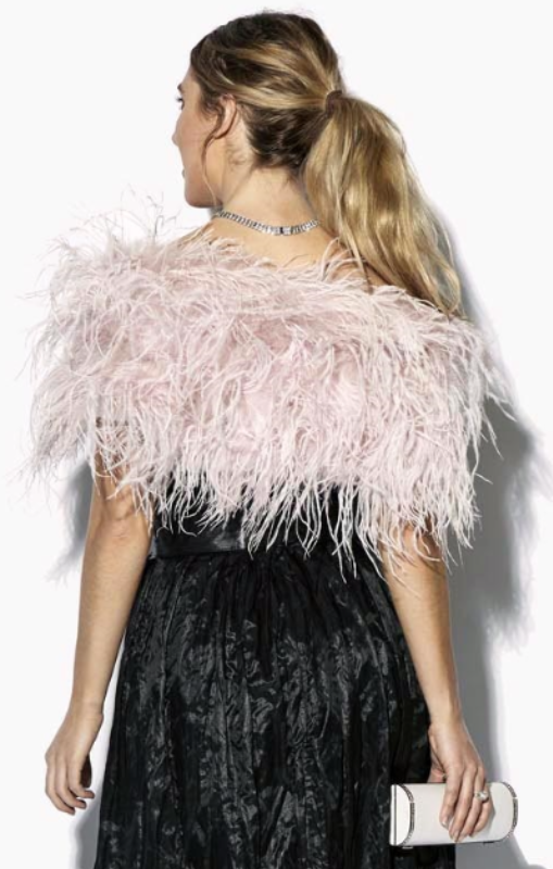 The Parisian Luxury Ostrich Vintage Feather Shrug Wrap - Snow White main image 0
