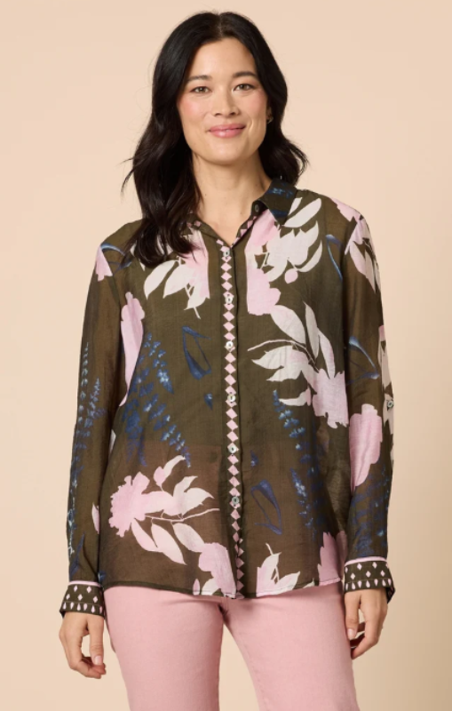 GordonSmith-ColoradoFloralPrintSheerShirt-KhakiMulti-48906princessbazaar1