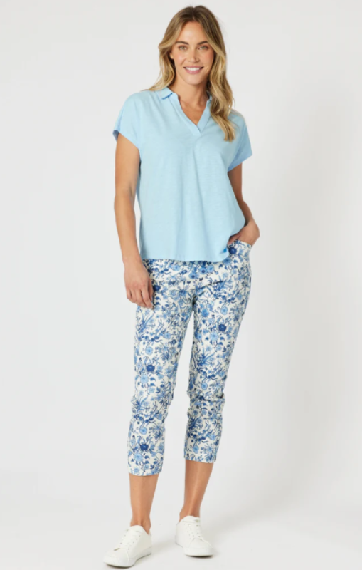 Gordon Smith - Alexandria Floral Print Pant - Blue/White - G48119princessbazaar