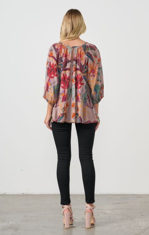 HF2693 tie blouse mushroom tropical print holmes_fallon princessbazaar