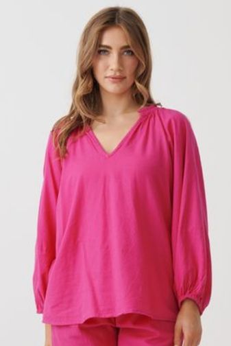 HF2817 oversized blouse hot pink holmes _Fallon princess bazaar