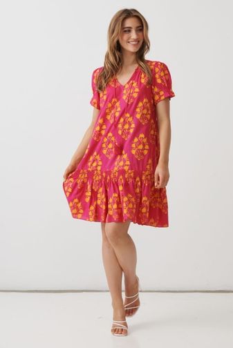HF2838 floral block drop waist dress holmes_fallon princess bazaar