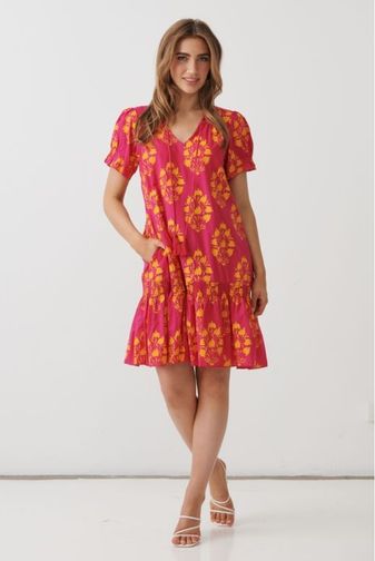 HF2838 floral block drop waist dress holmes_fallon princess bazaar