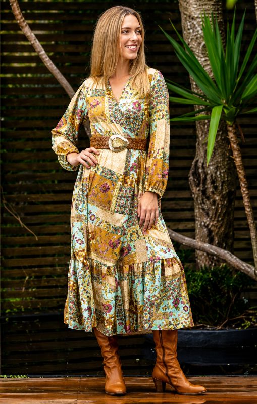 Harper Frill Wrap Dress LDR-04-PEY Cienna Princess Bazaar