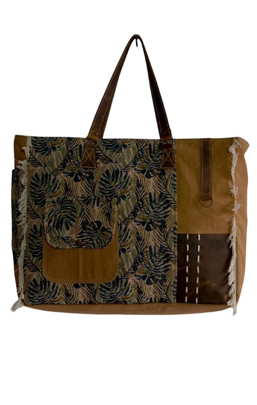 Hopofly canvas and leather mosaic. weekender bag princess bazaar1