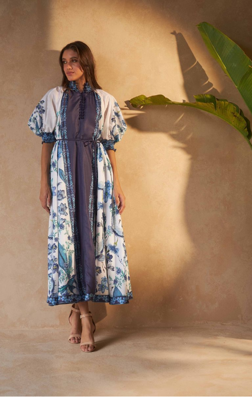 INOA - Alka DRESS - FLOWERS BLU