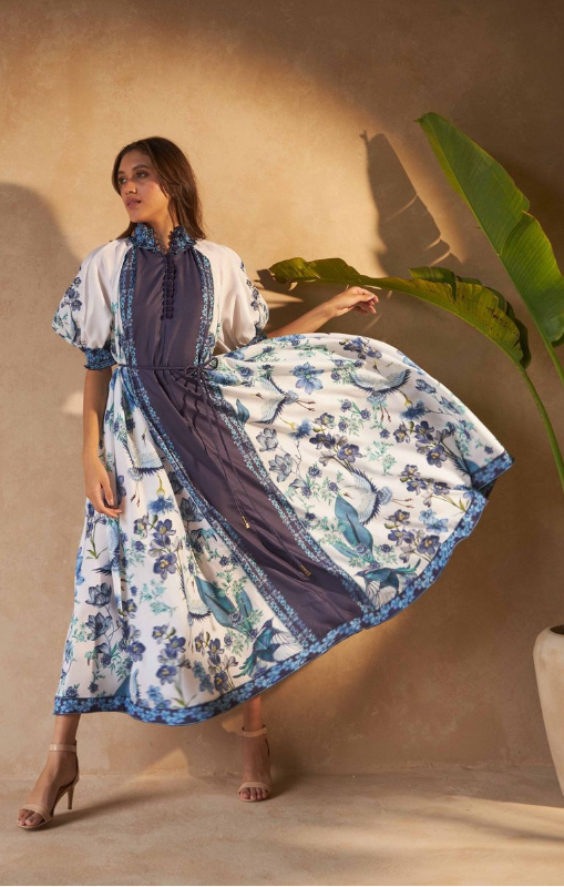 INOA - Alka DRESS - FLOWERS BLU