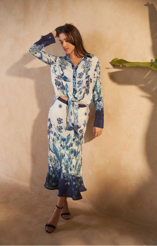 INOA - CAMELIA SKIRT - FLOWERS BLU