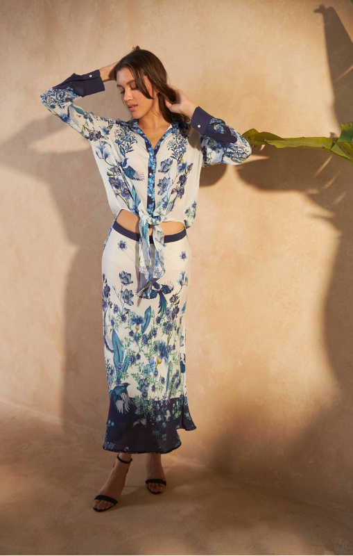 INOA - CAMELIA SKIRT - FLOWERS BLU