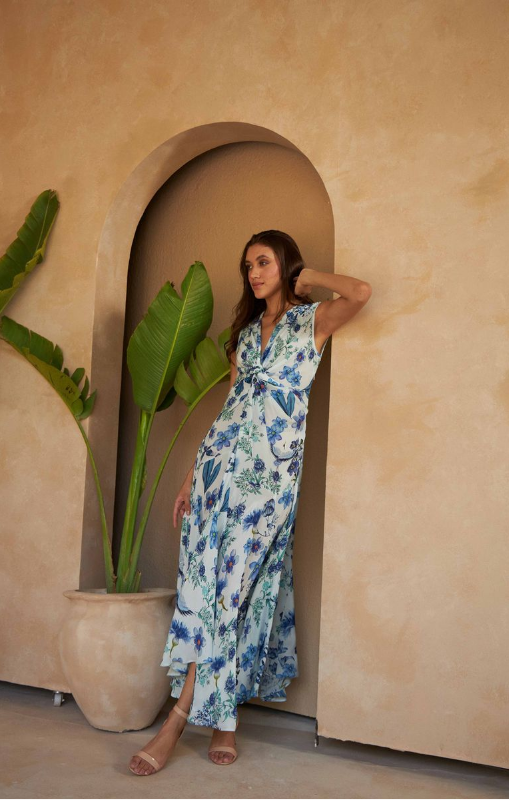 INOA - THEODORA DRESS - FLOWERS BLU