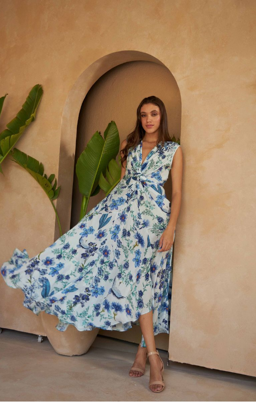 INOA - THEODORA DRESS - FLOWERS BLU