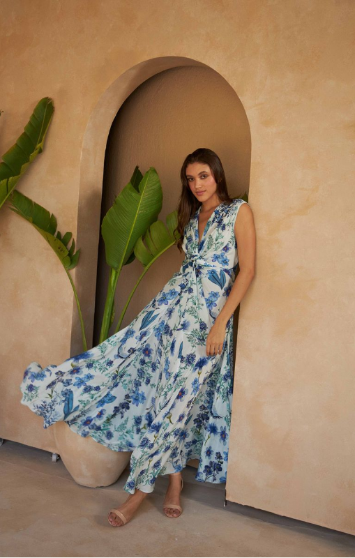 INOA - THEODORA DRESS - FLOWERS BLU