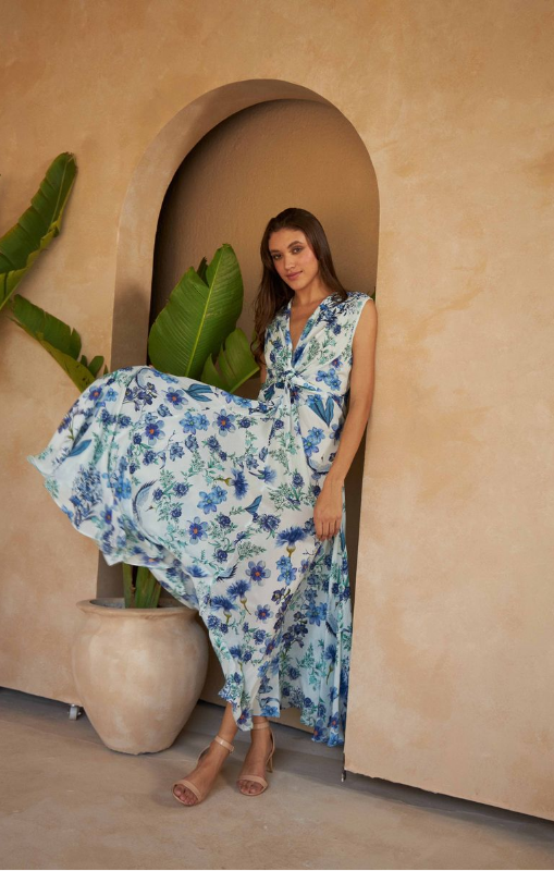 INOA - THEODORA DRESS - FLOWERS BLU