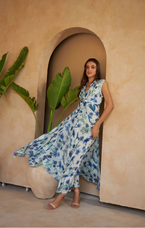 INOA - THEODORA DRESS - FLOWERS BLU