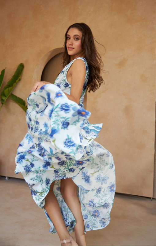 INOA - THEODORA DRESS - FLOWERS BLU