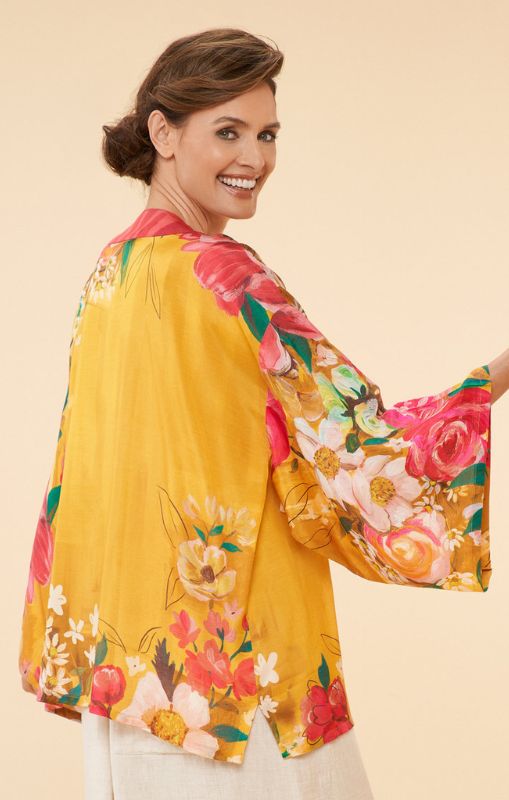 Powder - Impressionist Floral Kimono in Mustard - PKJ39