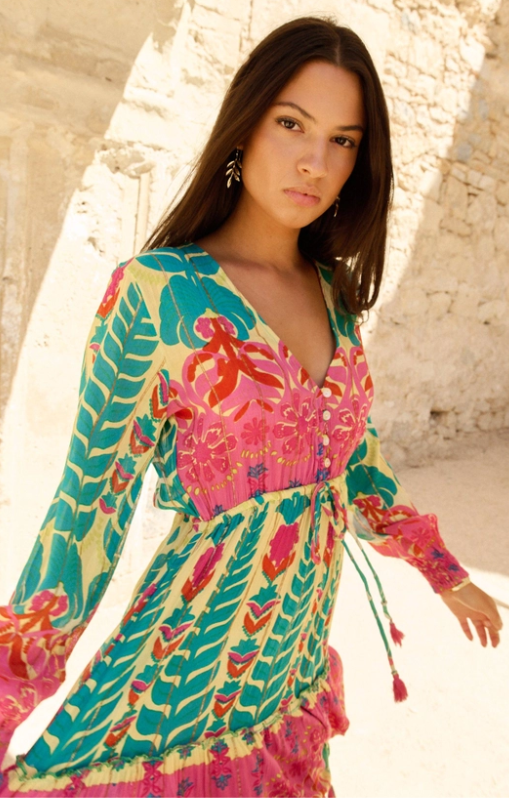 Piti Cuiti - Ipanema Aqua Dress with Sleeves - I138 - last one