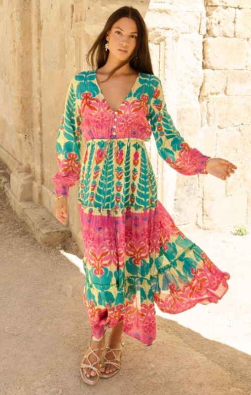 Piti Cuiti - Ipanema Aqua Dress with Sleeves - I138 - last one