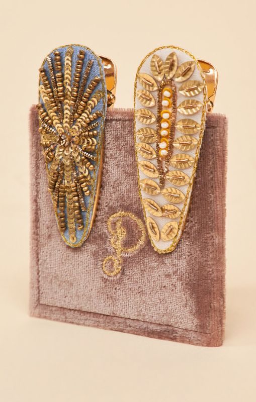 Powder - Jewelled Hair Clips (Set of 2) - Wheatgrass & Starburst JEW36