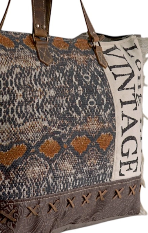 Hopofly - Canvas &amp; Leather Trendoria Weekender Bag - JH-6048