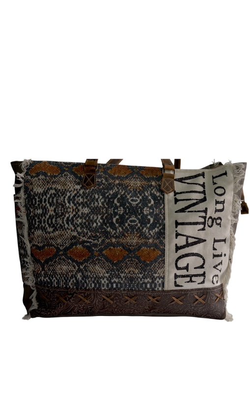 Hopofly - Canvas &amp; Leather Trendoria Weekender Bag - JH-6048