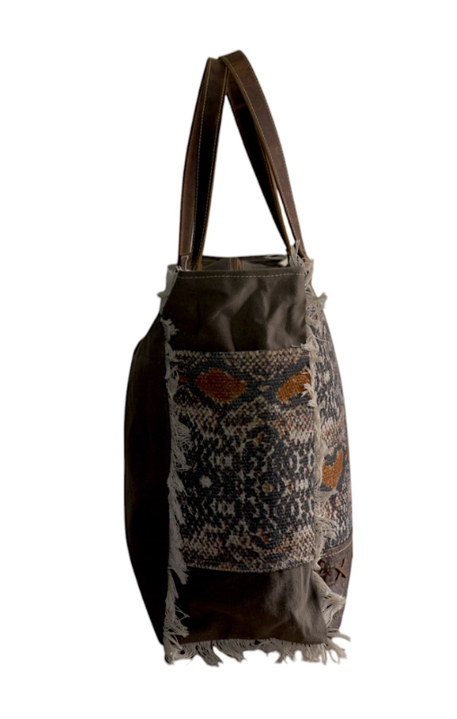 Hopofly - Canvas &amp; Leather Trendoria Weekender Bag - JH-6048