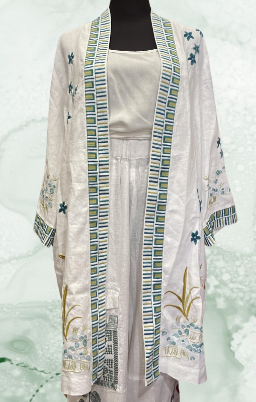 Johnny Was - Linen Kimono Coat - Celina - White - last one