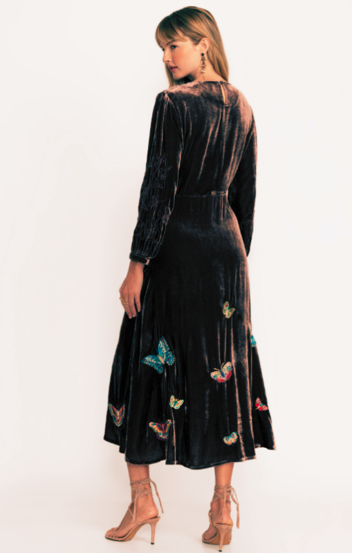Johnny Was - VELVET EFFORTLESS MIDI DRESS - Black - Luciana - Princess Bazaar Johnny Was - VELVET EFFORTLESS MIDI DRESS - Black - Luciana - Princess Bazaar
