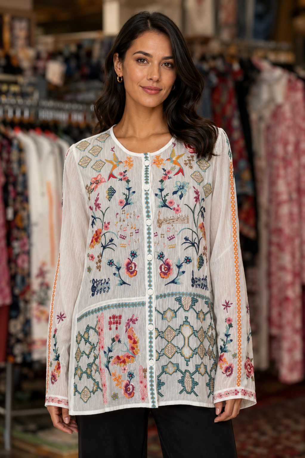 Johnny Was - Catina Blouse - Primavera - White