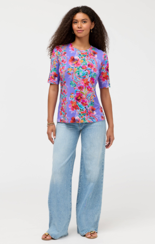 Johnny Was - THE JANIE FAVORITE ELBOW SLEEVE CREW NECK SWING TEE - All My Loveprincess bazaar2