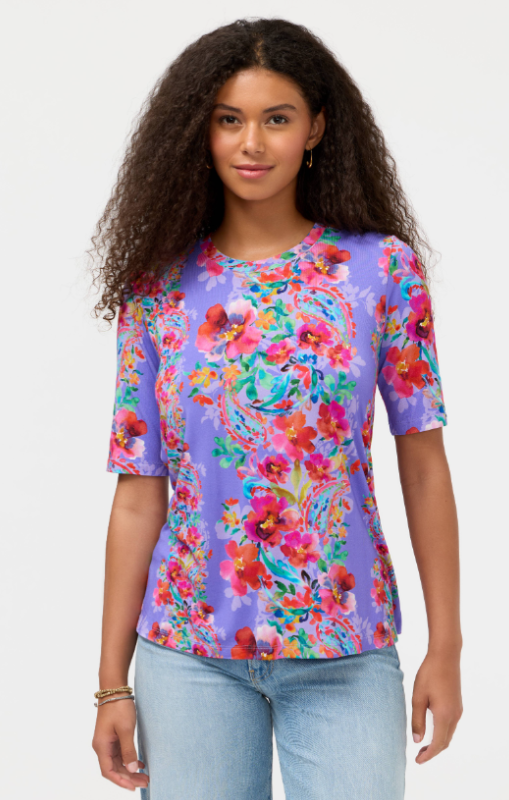 Johnny Was - THE JANIE FAVORITE ELBOW SLEEVE CREW NECK SWING TEE - All My Loveprincess bazaar