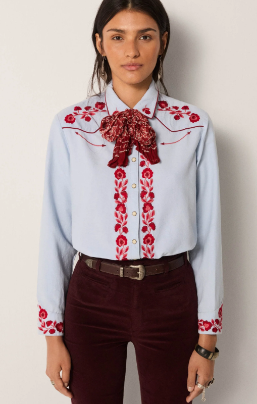 Maison Hotel - Jose Blouse - Ranch Blue - last one - Princess Bazaar