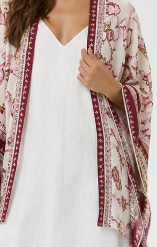 Cream - Kamoil Kimono - Pink Flower