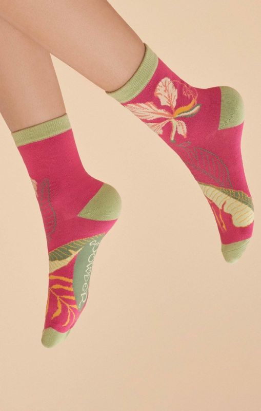Powder - Ladies Ankle Socks - Delicate Tropical Rose - SOC646