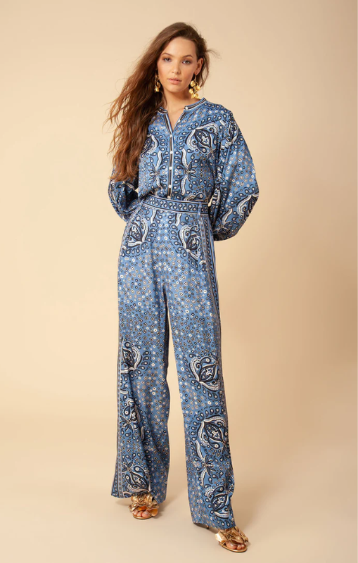 Hale Bob Leya Twill Pant Blue 35WW5020 Princess Bazaar