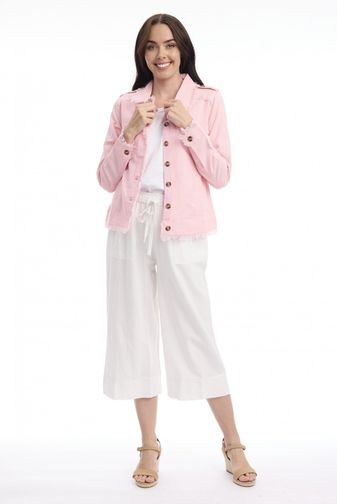 Linen blend jacket fringe pink orientique princess bazaar