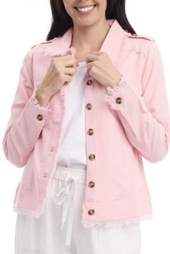 Linen blend jacket fringe pink orientique princess bazaar