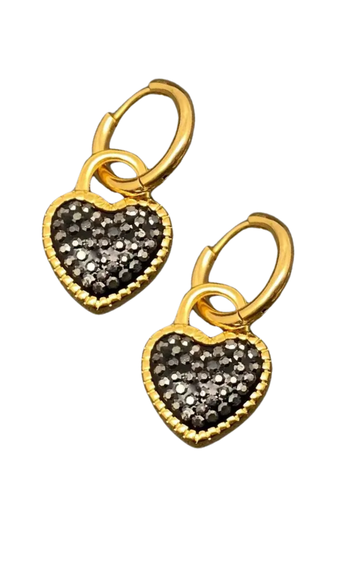 MIO64964 black heart huggie earrings princess bazaar