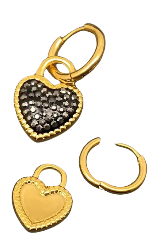 MIO64964 black heart huggie earrings princess bazaar