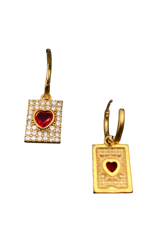 MIO68847 red heart _zirconia huggie earrings princess bazaar