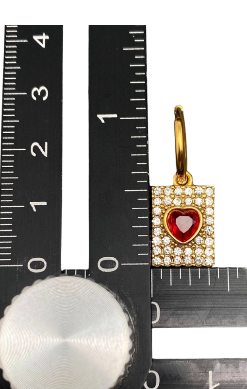 MIO68847 red heart _zirconia huggie earrings princess bazaar