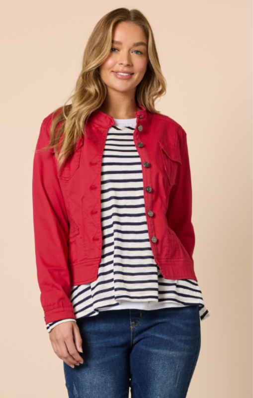 Maggie denim jacket red 44017 threadz princess bazaar