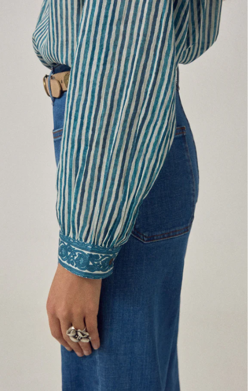MaisonHotel-MariaShirt-BlueInk-MediterraneanStripesPRINCESSBAZZAR1