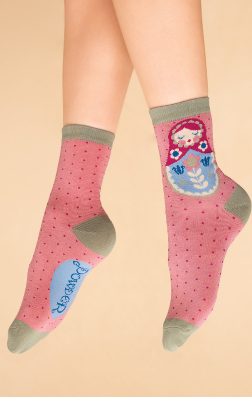 Powder - Matryoshka Doll Ankle Socks - Petal - SOC607